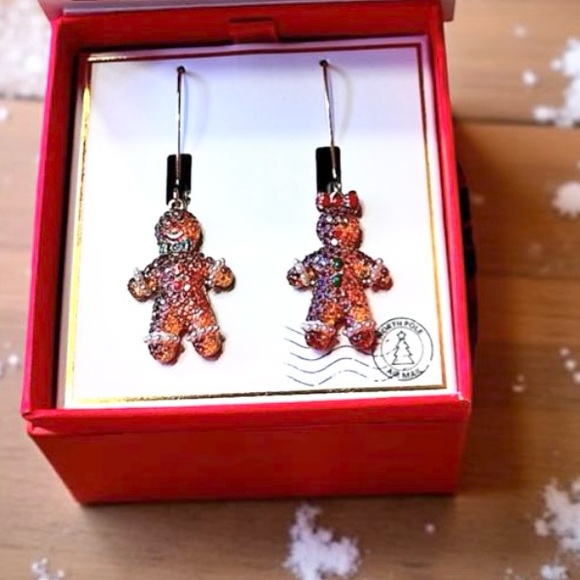 Colorful Gingerbread Man & Woman Christmas Earrings, NIB - Picture 1 of 13